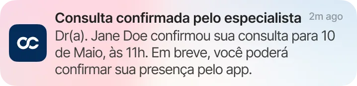 Notificação: Consulta confirmada pelo especialista