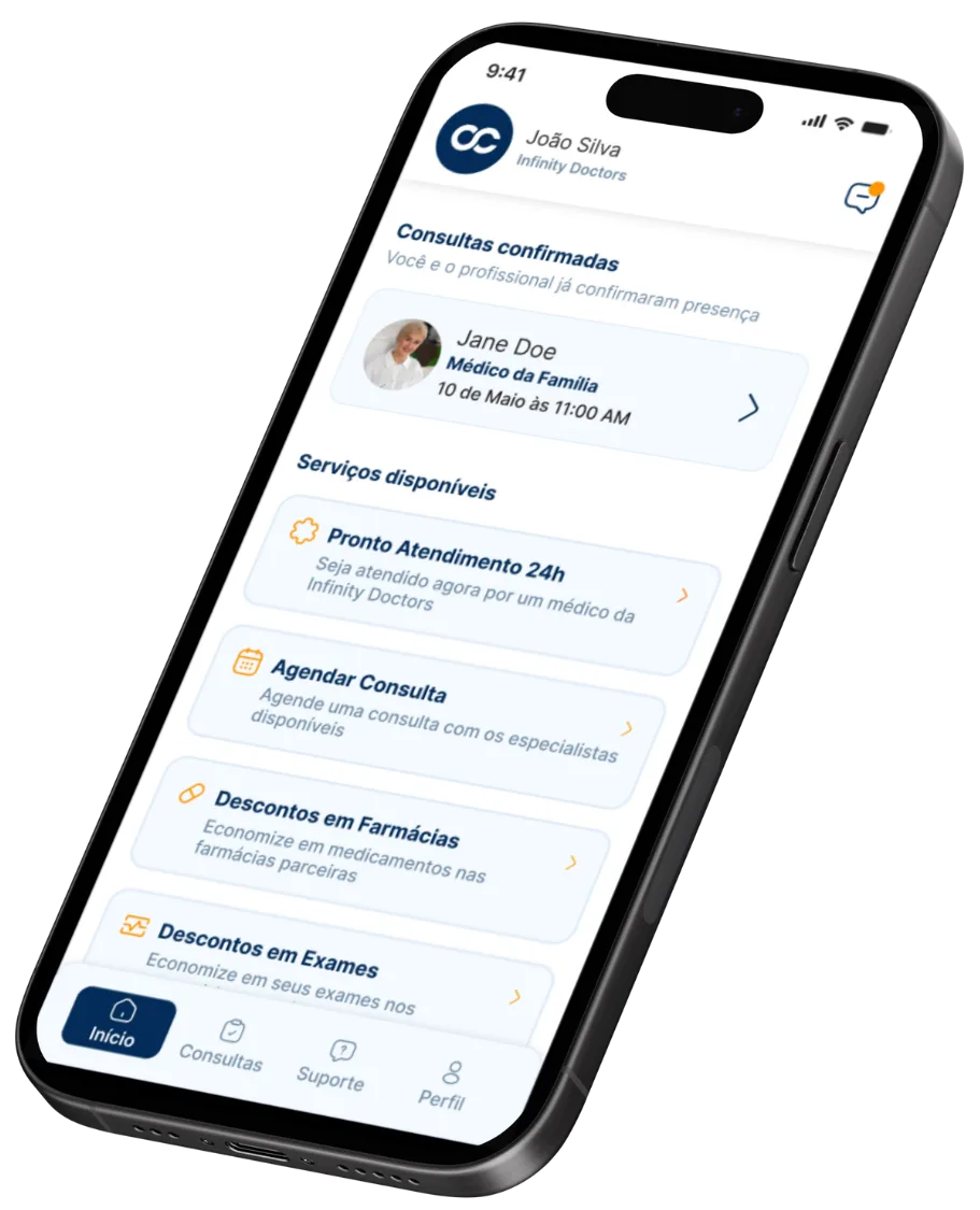 Infinity Doctors mobile app mockup