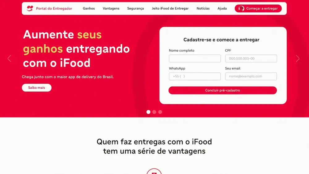 Portal do Entregador iFood — mockup editorial em laptop e mobile