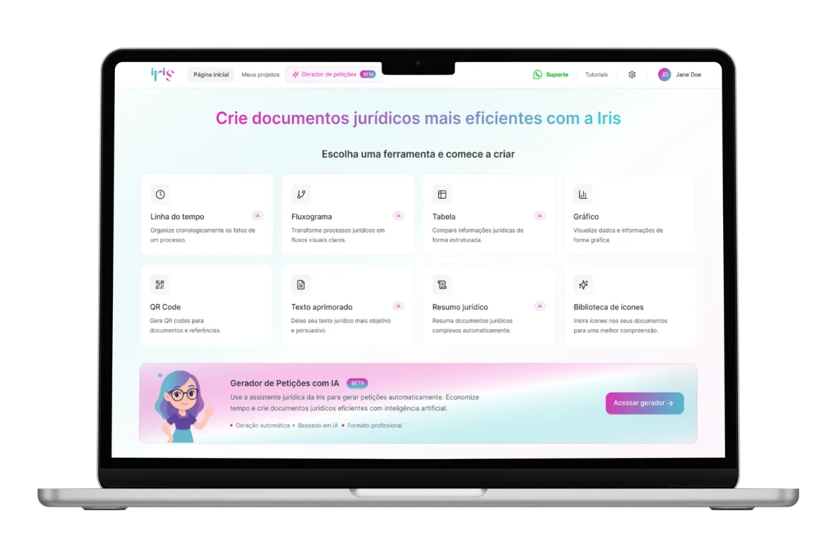 Iris Visual Law — interface principal da plataforma